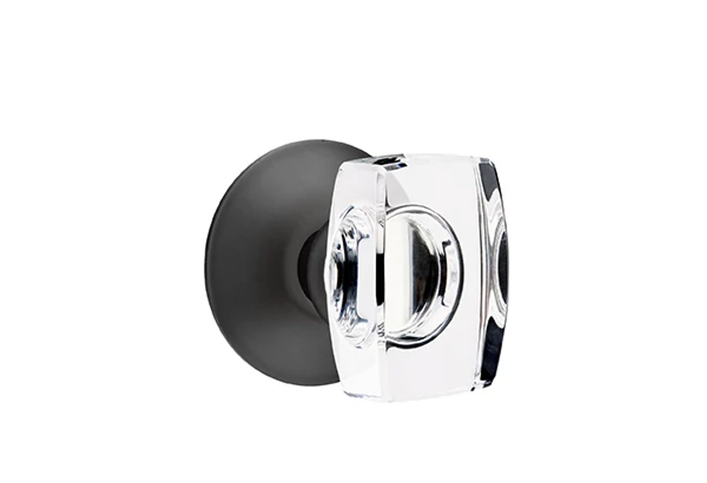 Emtek - Windsor Glass Knob 2-3/8" Backset Privacy with Modern Rectangular Rose for 1-1/4" to 2" Door Main image