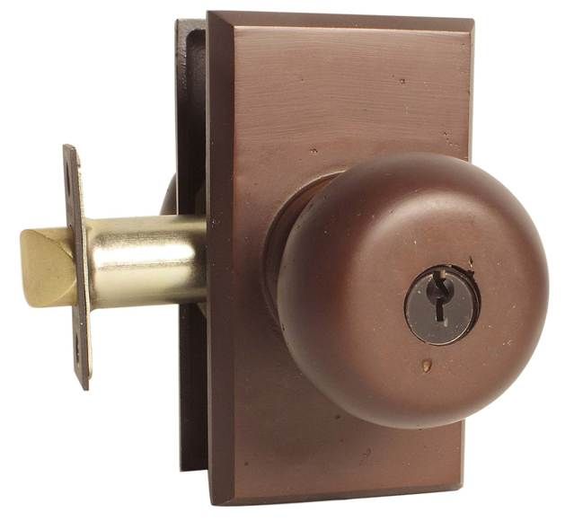 Emtek 5103WCMB Winchester Knob 2-3/8" and 2-3/4" Backset Keyed Entry with # 3 Rose for 1-3/8" to 2-1/16" Door Medium Bronze Finish Main image