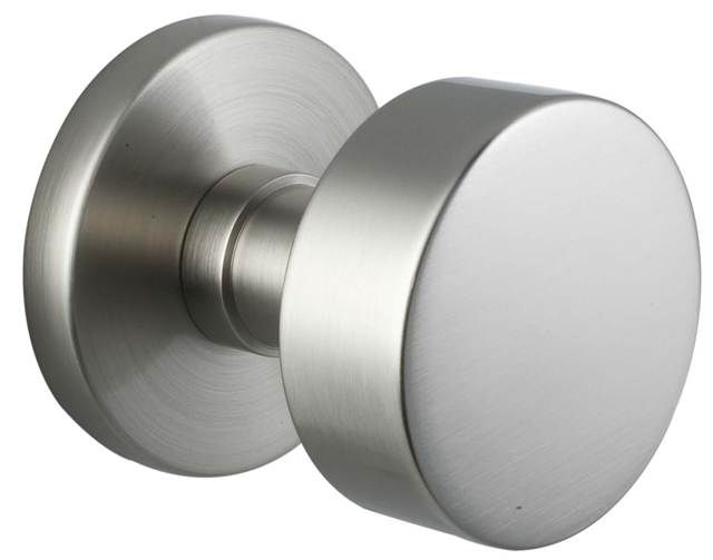 Emtek - Round Knob 2-3/8" Backset Passage with Disk Rose for 1-1/4" to 2" Door - Satin Nickel