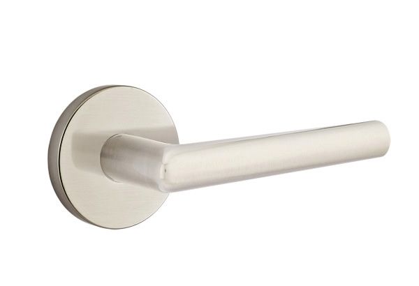 Emtek - Stuttgart Lever 2-3/8" Backset Passage with Disk Rose for 1-1/4" to 2" Door - Satin Nickel (Left Hand)