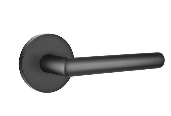 Emtek - Stuttgart Lever 2-3/8" Backset Passage with Disk Rose for 1-1/4" to 2" Door - Flat Black (Left Hand)