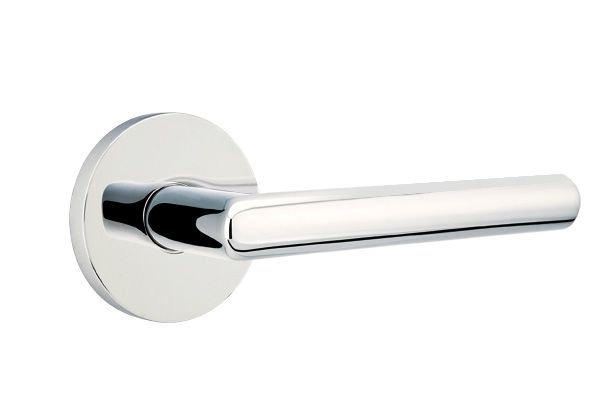 Emtek - Stuttgart Lever 2-3/8" Backset Passage with Disk Rose for 1-1/4" to 2" Door - Polished Chrome (Left Hand)