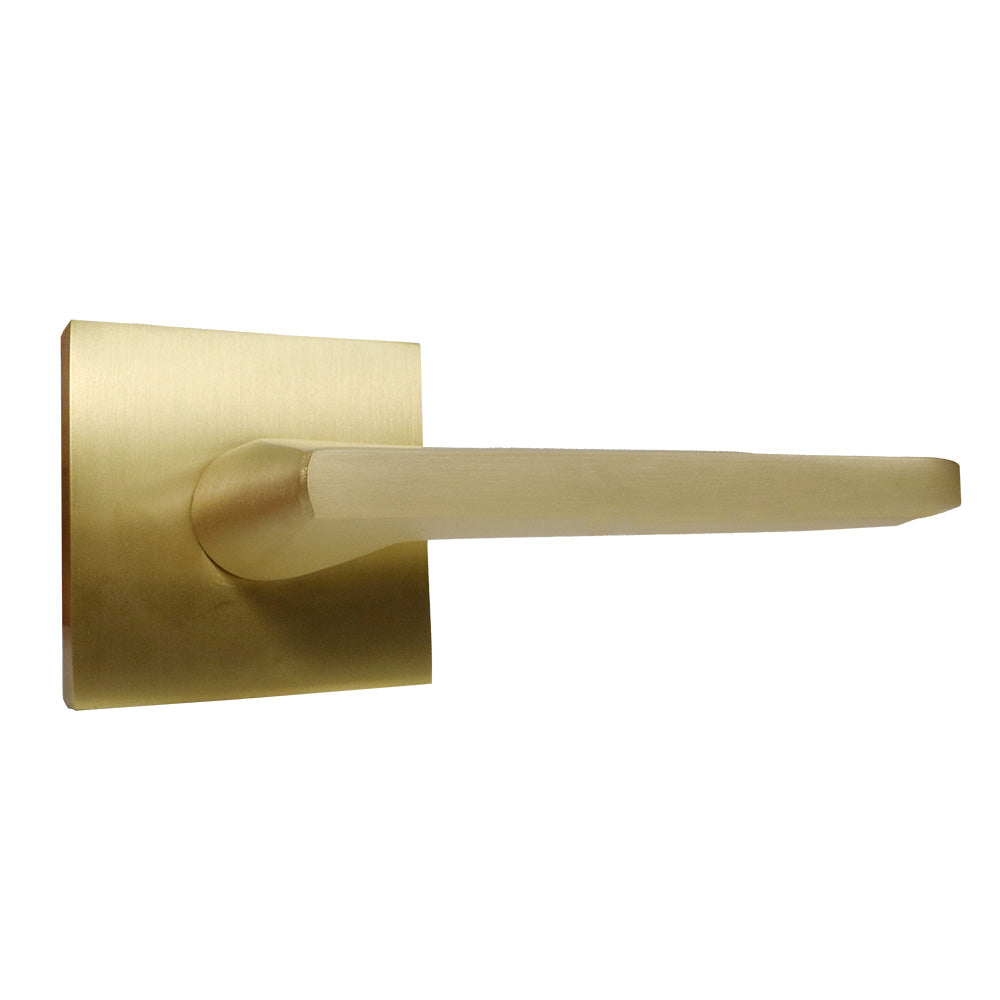 Emtek - Helios Lever 2-3/8" Backset Passage with Square Rose for 1-1/4" to 2" Door - Satin Brass (Right Hand)