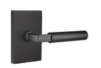 Emtek - Hercules Lever 2-3/8" Backset Passage with Modern Rectangular Rose for 1-1/4" to 2" Door - Flat Black (Left Hand)