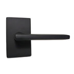 Emtek - Helios Lever 2-3/8" Backset with Radius Latch Strike Passage with Modern Rectangular Rose for 1-1/4" to 2" Door - Flat Black (Right Hand)