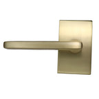 Emtek - Helios Lever 2-3/8" Backset with Radius Latch Strike Passage with Modern Rectangular Rose for 1-1/4" to 2" Door - Satin Brass (Left Hand)