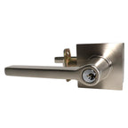 Emtek - Helios Lever 2-3/8" and 2-3/4" Backset with Radius Latch Strike Keyed Entry with Square Rose for 1-3/8" to 2-1/16" Door - Satin Nickel (Left Hand)