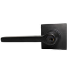 Emtek - Helios Lever 2-3/8" and 2-3/4" Backset with Radius Latch Strike Keyed Entry with Square Rose for 1-3/8" to 2-1/16" Door - Flat Black (Left Hand)