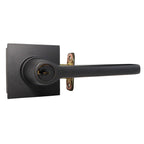 Emtek - Helios Lever 2-3/8" and 2-3/4" Backset with Radius Latch Strike Keyed Entry with Square Rose for 1-3/8" to 2-1/16" Door - Flat Black (Right Hand)