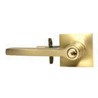Emtek - Helios Lever 2-3/8" and 2-3/4" Backset with Radius Latch Strike Keyed Entry with Square Rose for 1-3/8" to 2-1/16" Door - Satin Brass (Left Hand)