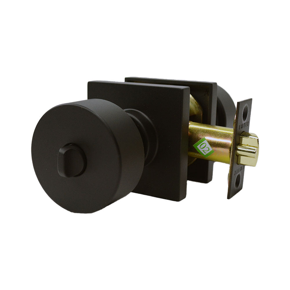 Emtek 5122ROUUS19 Round Knob 2-3/8" and 2-3/4" Backset Keyed Entry with Square Rose for 1-3/8" to 2-1/16" Door Flat Black Finish Main image