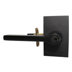 Emtek - Helios Lever 2-3/8" and 2-3/4" Backset with Radius Latch Strike Keyed Entry with Modern Rectangular Rose for 1-3/8" to 2-1/16" Door - Flat Black (Left Hand)
