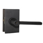 Emtek - Helios Lever 2-3/8" and 2-3/4" Backset with Radius Latch Strike Keyed Entry with Modern Rectangular Rose for 1-3/8" to 2-1/16" Door - Flat Black (Right Hand)