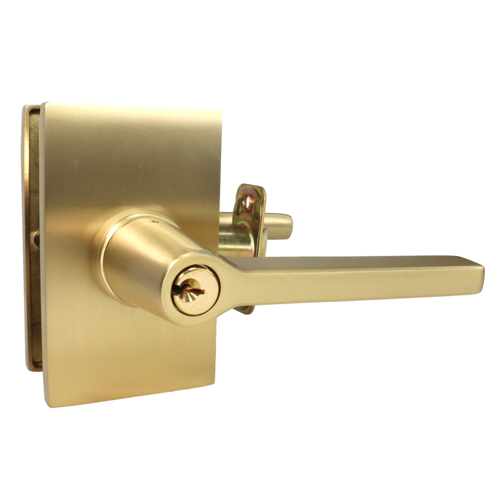 Emtek - Helios Lever 2-3/8" and 2-3/4" Backset with Radius Latch Strike Keyed Entry with Modern Rectangular Rose for 1-3/8" to 2-1/16" Door Secondary image