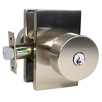 Emtek - Round Knob 2-3/8" and 2-3/4" Backset Keyed Entry with Modern Rectangular Rose for 1-3/8" to 2-1/16" Door - Satin Nickel