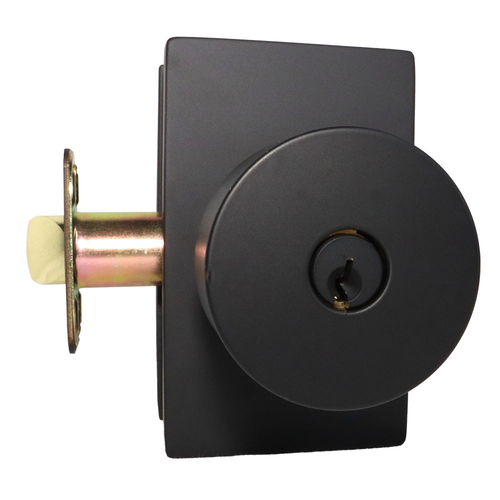 Emtek - Round Knob 2-3/8" and 2-3/4" Backset with Radius Latch Strike Keyed Entry with Modern Rectangular Rose for 1-3/8" to 2-1/16" Door Secondary image