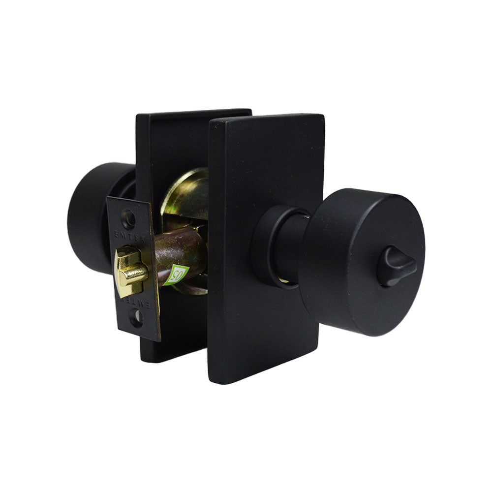 Emtek - Round Knob 2-3/8" and 2-3/4" Backset Keyed Entry with Modern Rectangular Rose for 1-3/8" to 2-1/16" Door Secondary image