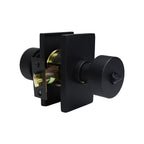Emtek - Round Knob 2-3/8" and 2-3/4" Backset Keyed Entry with Modern Rectangular Rose for 1-3/8" to 2-1/16" Door - Flat Black