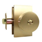 Emtek - Round Knob 2-3/8" and 2-3/4" Backset Keyed Entry with Modern Rectangular Rose for 1-3/8" to 2-1/16" Door - Satin Brass