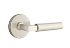 Emtek - Hercules Lever 2-3/8" Backset Privacy with Disk Rose for 1-1/4" to 2" Door - Satin Nickel (Right Hand)