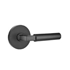 Emtek - Hercules Lever 2-3/8" Backset Privacy with Disk Rose for 1-1/4" to 2" Door - Flat Black (Left Hand)
