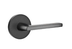 Emtek - Helios Lever 2-3/8" Backset Privacy with Disk Rose for 1-1/4" to 2" Door - Flat Black (Right Hand)