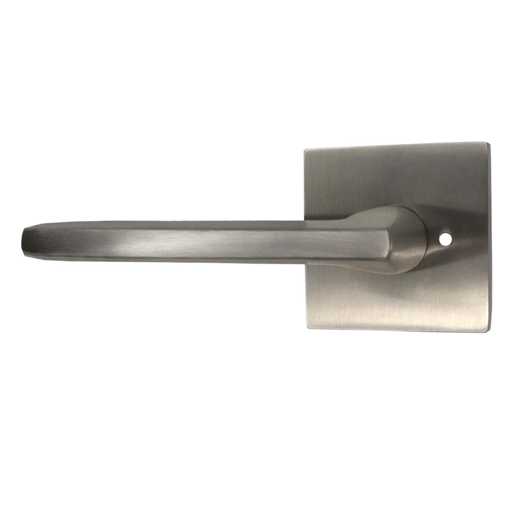 Emtek - Helios Lever 2-3/8" Backset with Radius Latch Strike Privacy with Square Rose for 1-1/4" to 2" Door - Satin Nickel (Right Hand)