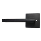 Emtek - Helios Lever 2-3/8" Backset with Radius Latch Strike Privacy with Square Rose for 1-1/4" to 2" Door - Flat Black (Left Hand)
