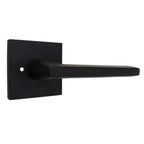 Emtek - Helios Lever 2-3/8" Backset with Radius Latch Strike Privacy with Square Rose for 1-1/4" to 2" Door - Flat Black (Right Hand)