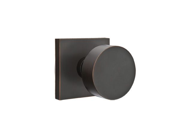 Emtek - Round Knob 2-3/8" Backset Privacy with Square Rose for 1-1/4" to 2" Door - Oil Rubbed Bronze