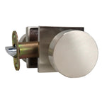 Emtek - Round Knob 2-3/8" Backset with Radius Latch Strike Privacy with Square Rose for 1-1/4" to 2" Door - Satin Nickel