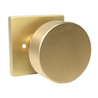 Emtek - Round Knob 2-3/8" Backset with Radius Latch Strike Privacy with Square Rose for 1-1/4" to 2" Door - Satin Brass