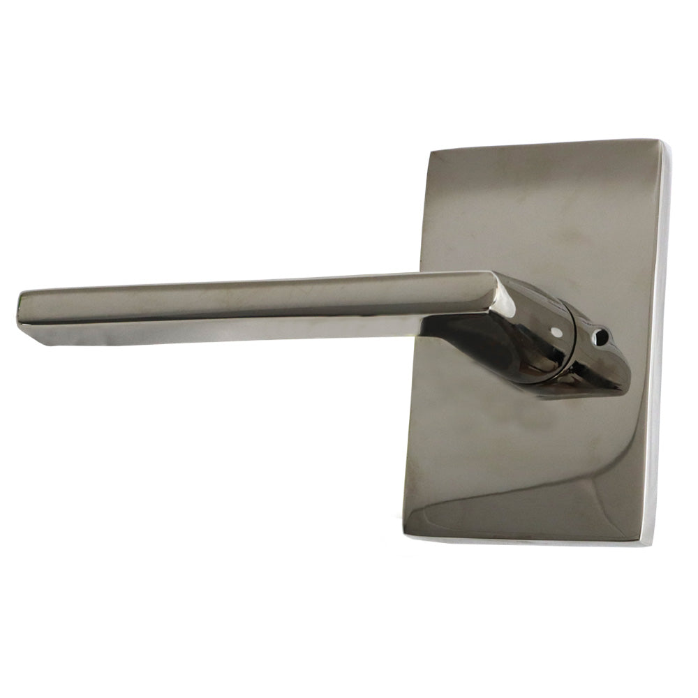 Emtek - Helios Lever 2-3/8" Backset Privacy with Modern Rectangular Rose for 1-1/4" to 2" Door - Polished Nickel Lifetime (Left Hand)