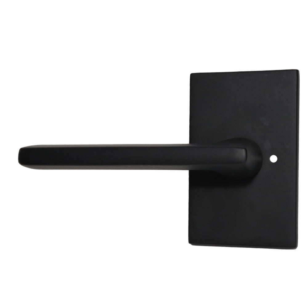 Emtek - Helios Lever 2-3/8" Backset with Radius Latch Strike Privacy with Modern Rectangular Rose for 1-1/4" to 2" Door Secondary image