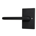 Emtek - Helios Lever 2-3/8" Backset with Radius Latch Strike Privacy with Modern Rectangular Rose for 1-1/4" to 2" Door - Flat Black (Left Hand)