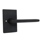Emtek - Helios Lever 2-3/8" Backset with Radius Latch Strike Privacy with Modern Rectangular Rose for 1-1/4" to 2" Door - Flat Black (Right Hand)