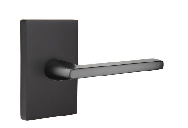 Emtek - Helios Lever 2-3/8" Backset Privacy with Modern Rectangular Rose for 1-1/4" to 2" Door Secondary image