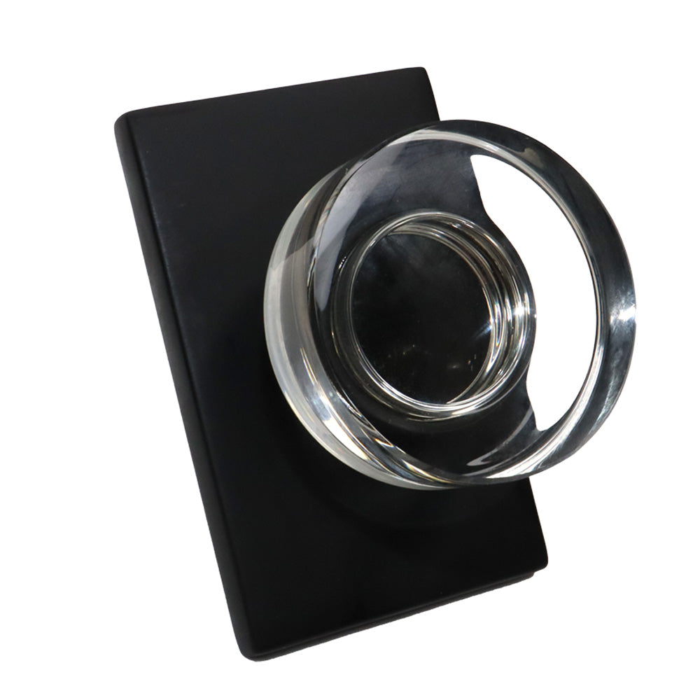 Emtek 5212MDCUS19 Modern Disc Glass Knob 2-3/8" Backset Privacy with Modern Rectangular Rose for 1-1/4" to 2" Door Flat Black Finish Main image