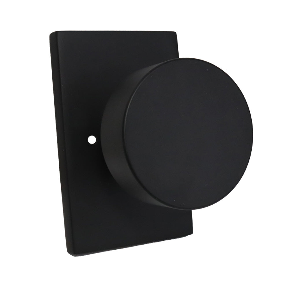Emtek - Round Knob 2-3/8" Backset with Radius Latch Strike Privacy with Modern Rectangular Rose for 1-1/4" to 2" Door Secondary image
