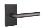 Emtek - Stuttgart Lever 2-3/8" Backset Privacy with Modern Rectangular Rose for 1-1/4" to 2" Door - Oil Rubbed Bronze (Left Hand)