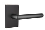 Emtek - Stuttgart Lever 2-3/8" Backset Privacy with Modern Rectangular Rose for 1-1/4" to 2" Door - Flat Black (Left Hand)