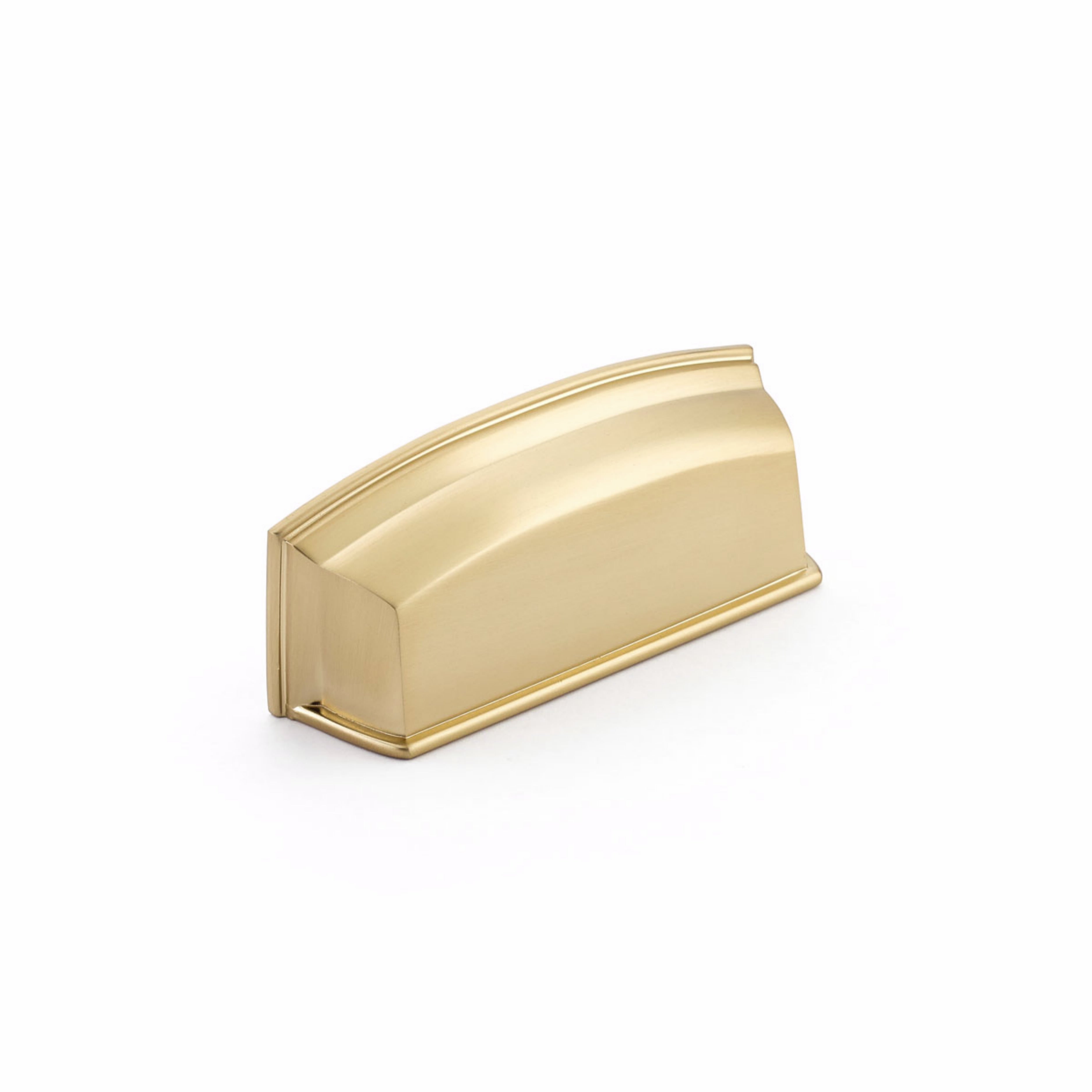 Schaub 534-SSB Menlo Park 3-1/2" Center to Center Cabinet Cup Pull Signature Satin Brass Finish