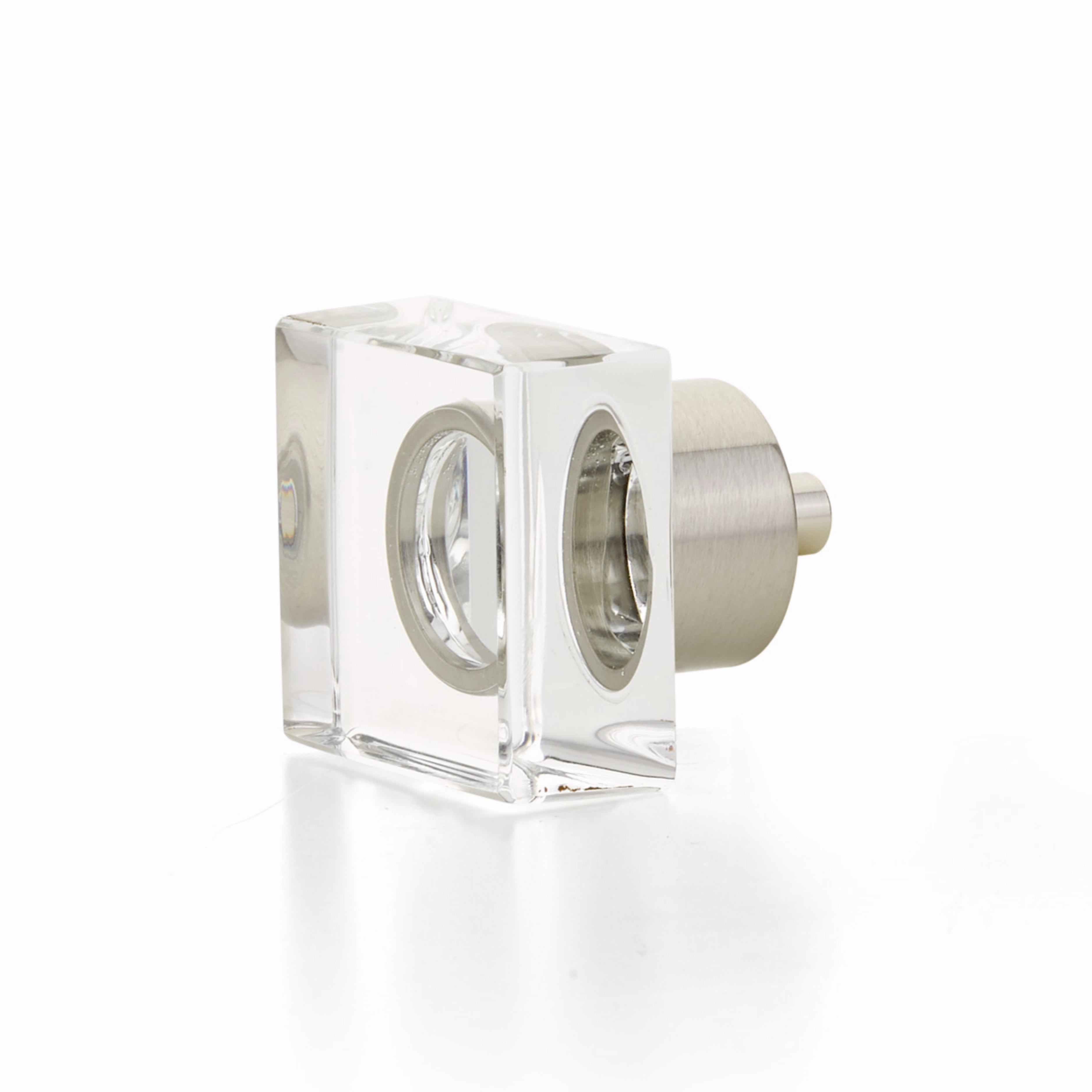 Schaub 57-15 City Lights Square Glass Knob Satin Nickel Finish Main image