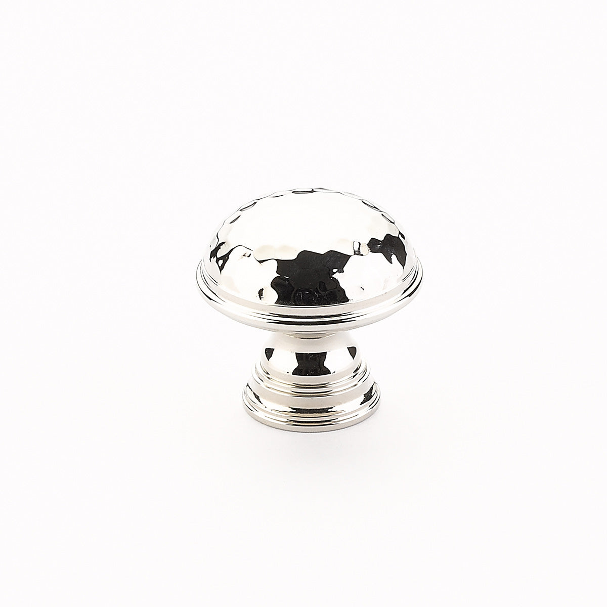 Schaub 570-PN 1-1/4" Atherton Hammered Plain Edge Cabinet Knob Polished Nickel Finish Main image