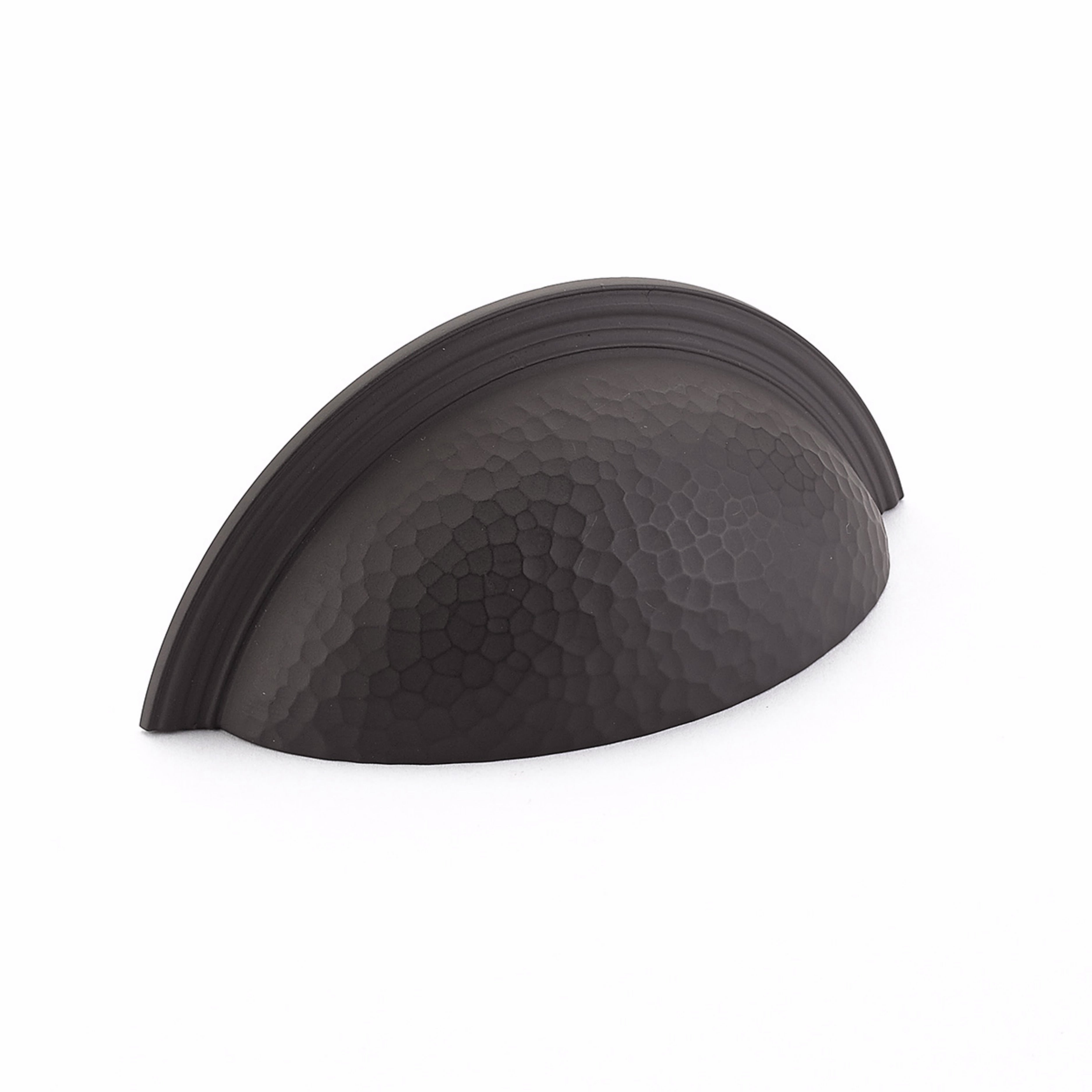 Schaub 573-10B 3" Center to Center Atherton Hammered Plain Edge Cup Pull Oil Rubbed Bronze Finish
