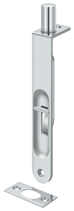 Deltana - 6" Flush Bolt; Heavy Duty Round - Bright Chrome
