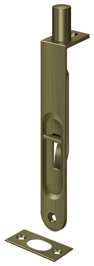 Deltana - 6" Flush Bolt; Heavy Duty Round - Antique Brass