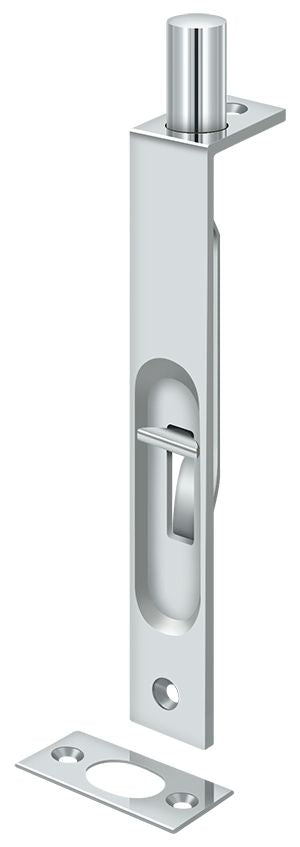 Deltana - 6" Flush Bolt; Heavy Duty; Square - Bright Chrome