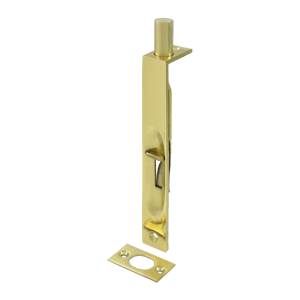 Deltana - 6" Flush Bolt; Heavy Duty; Square - Unlacquered Bright Brass