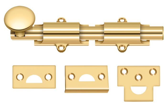 Deltana - 6" Surface Bolt; Heavy Duty - Lifetime Brass